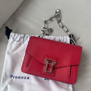 Proenza Schouler Red Leather Chain Shoulder Bag with Silver Hardware